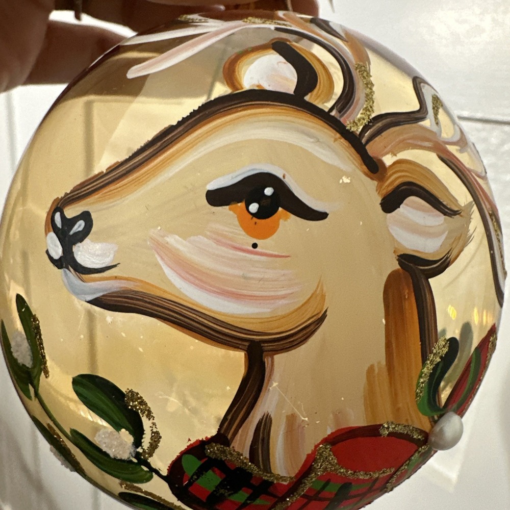 Trimsetter Dillard's Reindeer Handcrafted Italian Glass Christmas Ornament 4in